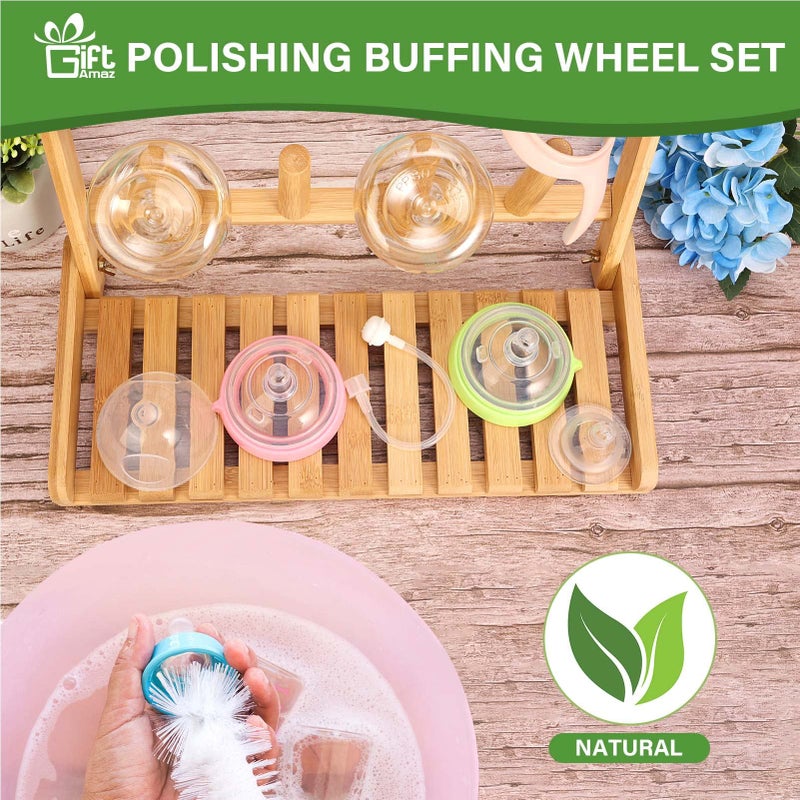 GiftAmaz Bamboo Baby Bottle Drying Rack, Space Saving Countertop Bottle Holder Portable Dryer Rack Organizer for Baby Bottles, Cups, Pacifiers and Accessories, Birthday Box for Women Mother Mom - Image 2